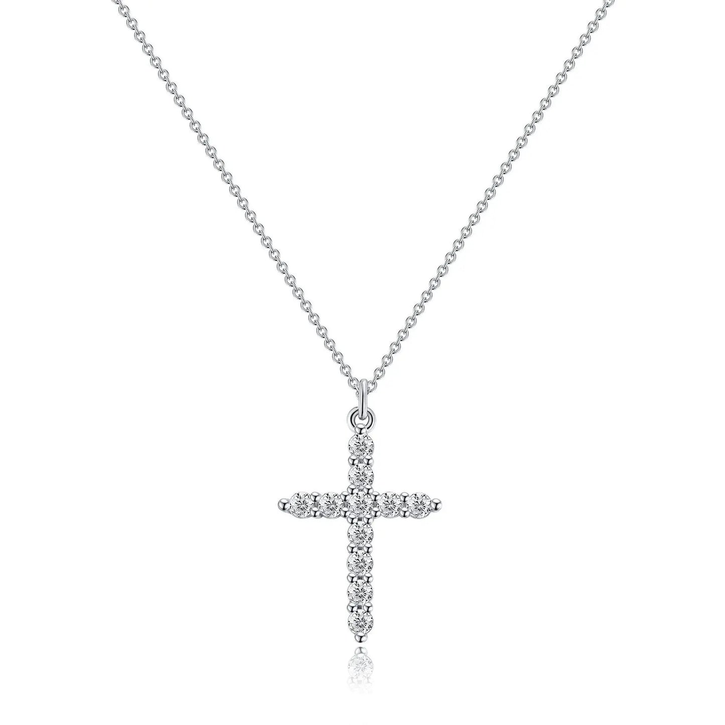 European American Fashion Zircon Cross Pendant Necklace for Women Crown Stainless Steel Rotating Necklace Jewelry Accessories