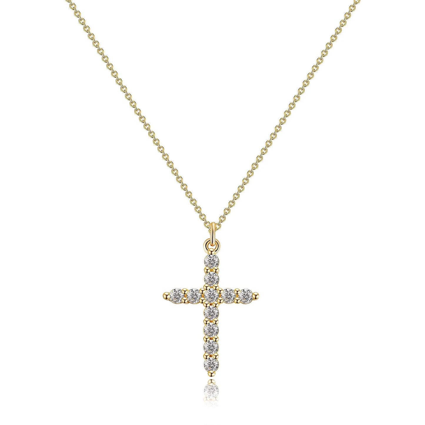 European American Fashion Zircon Cross Pendant Necklace for Women Crown Stainless Steel Rotating Necklace Jewelry Accessories
