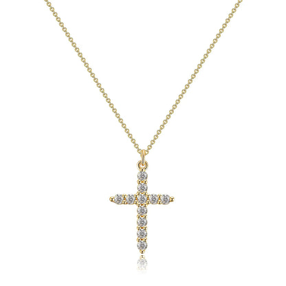 European American Fashion Zircon Cross Pendant Necklace for Women Crown Stainless Steel Rotating Necklace Jewelry Accessories