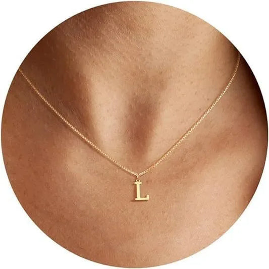 A-Z Initial Necklace 18K Gold Plated Necklace Cute Letter Stainless Steel Necklace for Women