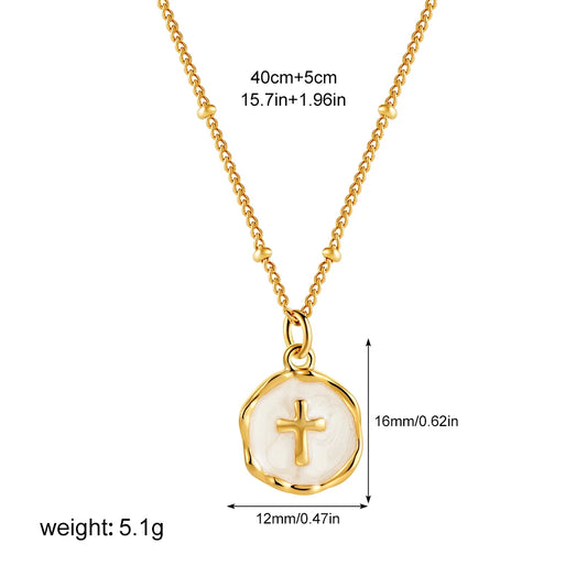 Punk Geometric Irregular Enamel Colorful Natural Stone Pendant Necklace for Women Stainless Steel Cross Heart Opal Choker Gifts
